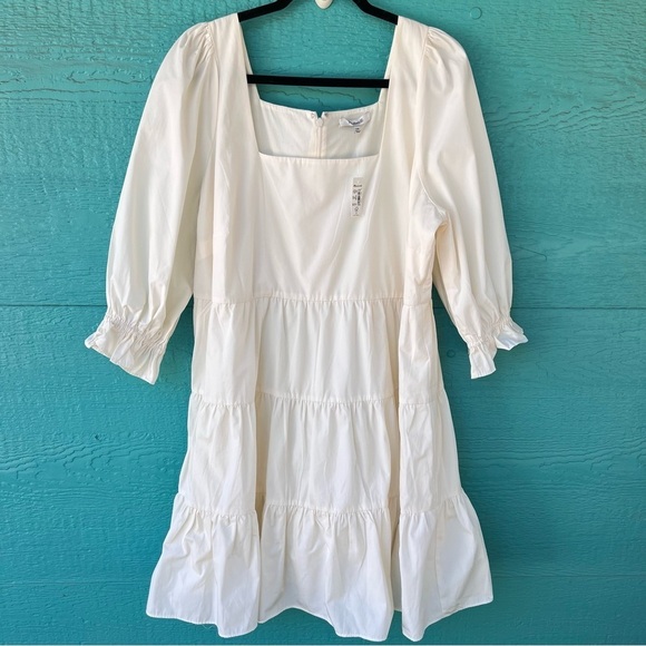 MADEWELL LIZZIE BABYDOLL MILKMAID  POPLIN PUFF SLEEVES DRESS SIZE 14W NWT CREAM - Picture 5 of 11